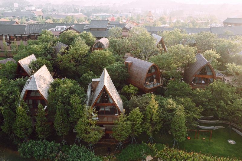 Китайский отель с домиками на деревьях